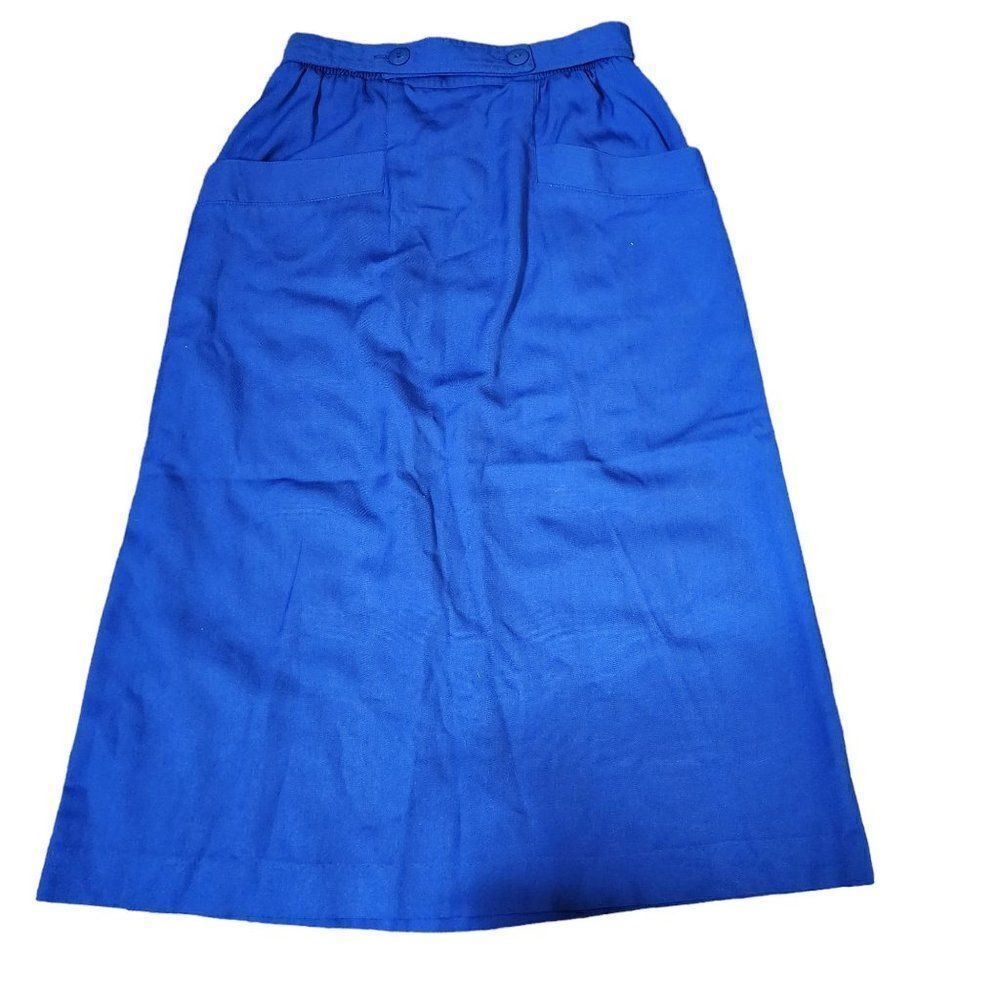 Vintage 80s Sporty A Line Skirt Womens Size S Blue Pockets